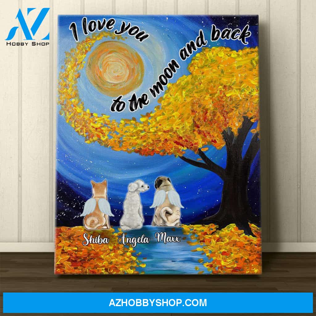 Personalized Canvas, I Love You To The Moon And Back Canvas Wall Art, Gift For Dog Memorial,Dog Loss,Dog Remembrance Gifts