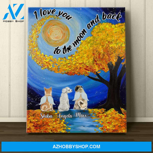 Personalized Canvas, I Love You To The Moon And Back Canvas Wall Art, Gift For Dog Memorial,Dog Loss,Dog Remembrance Gifts