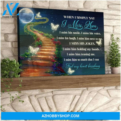 I Miss Him Butterfly Wall Art Canvas