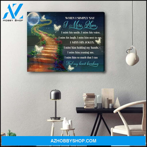I Miss Him Butterfly Wall Art Canvas