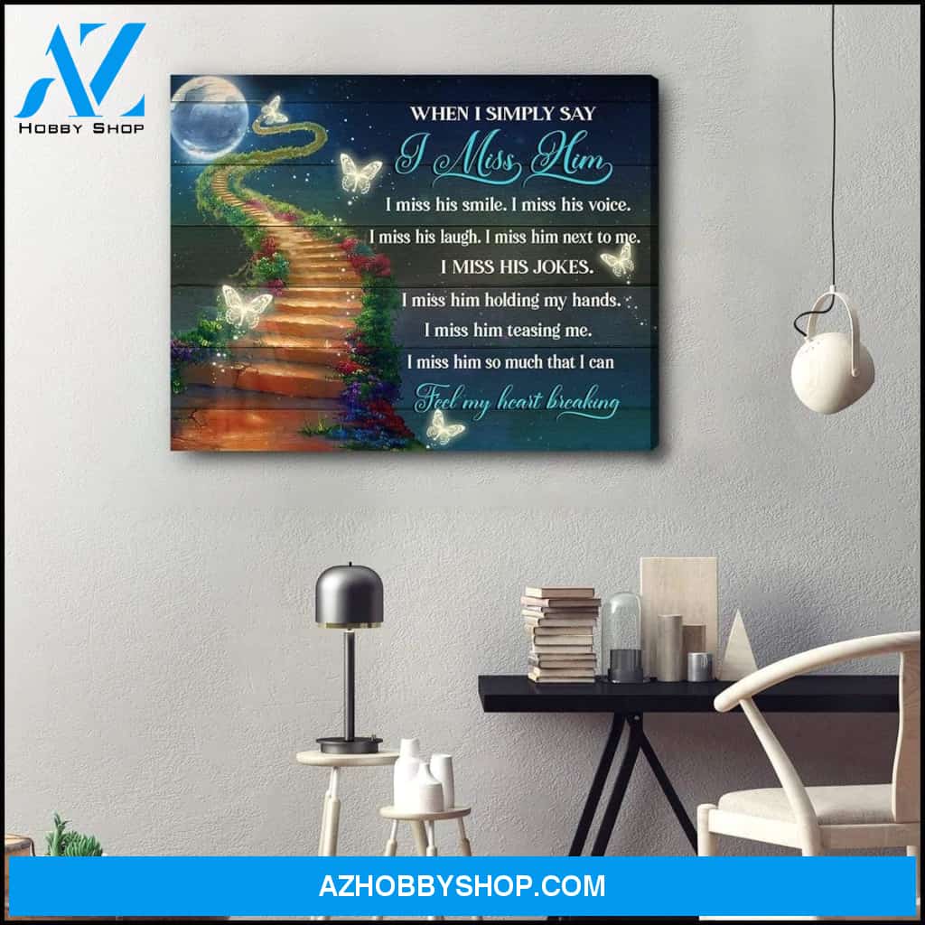 I Miss Him Butterfly Wall Art Canvas