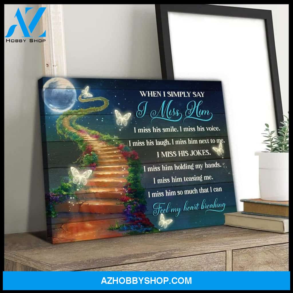 I Miss Him Butterfly Wall Art Canvas
