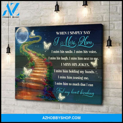 I Miss Him Butterfly Wall Art Canvas