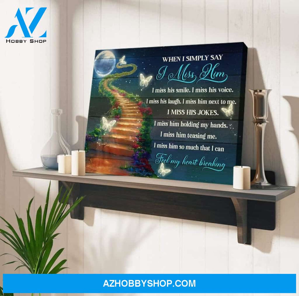 I Miss Him Butterfly Wall Art Canvas