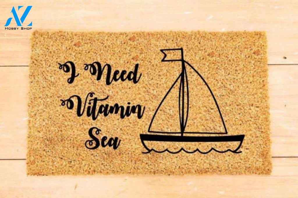 Personalized Name Family House I Need Vitamin Sea - Summer Doormat Housewarming Gift Family Welcome Mat Gift For Friend Family