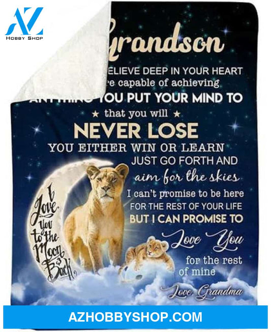 I Promise I Love You For The Rest Of Mine Moon Lions Fleece Blanket Gift For Grandson 