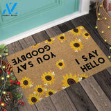 I Say Hello You Say Good Bye - Sunflower Coir Pattern Print Doormat