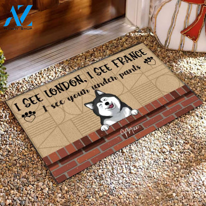 I See London, I See France Funny Gift For Dog Lovers - Personalized Doormat