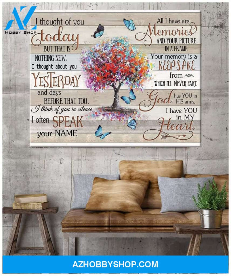 Zalooo I Though Of You Tree Butterfly Wall Art Canvas