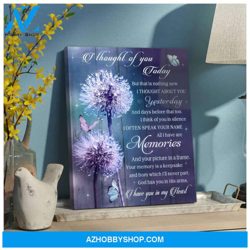 I Thought Of You Bereavement Butterfly Canvas Wall Art