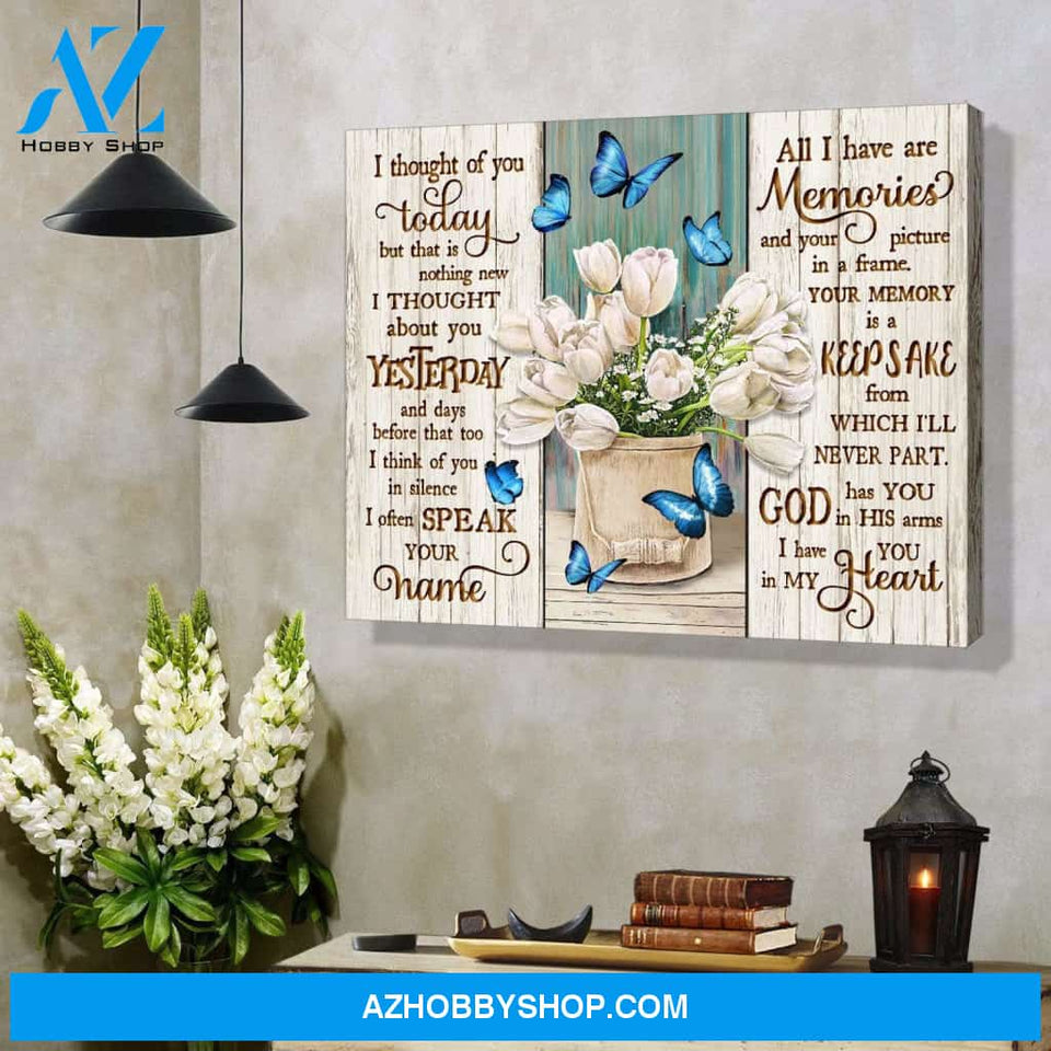 Zalooo I Thought Of You Today Butterfly Canvas Wall Art Floral Decor