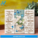 Zalooo I Thought Of You Today Butterfly Canvas Wall Art Floral Decor