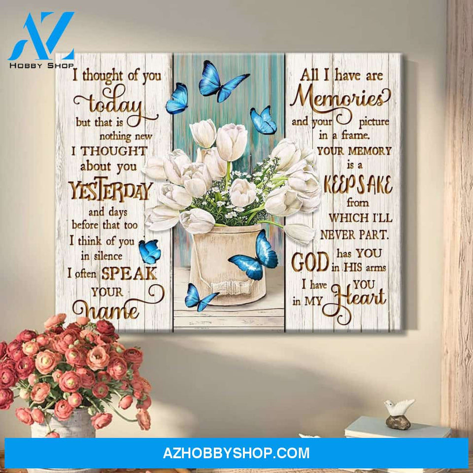 Zalooo I Thought Of You Today Butterfly Canvas Wall Art Floral Decor