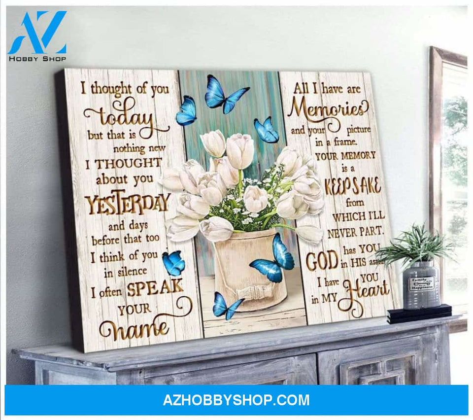 Zalooo I Thought Of You Today Butterfly Canvas Wall Art Floral Decor