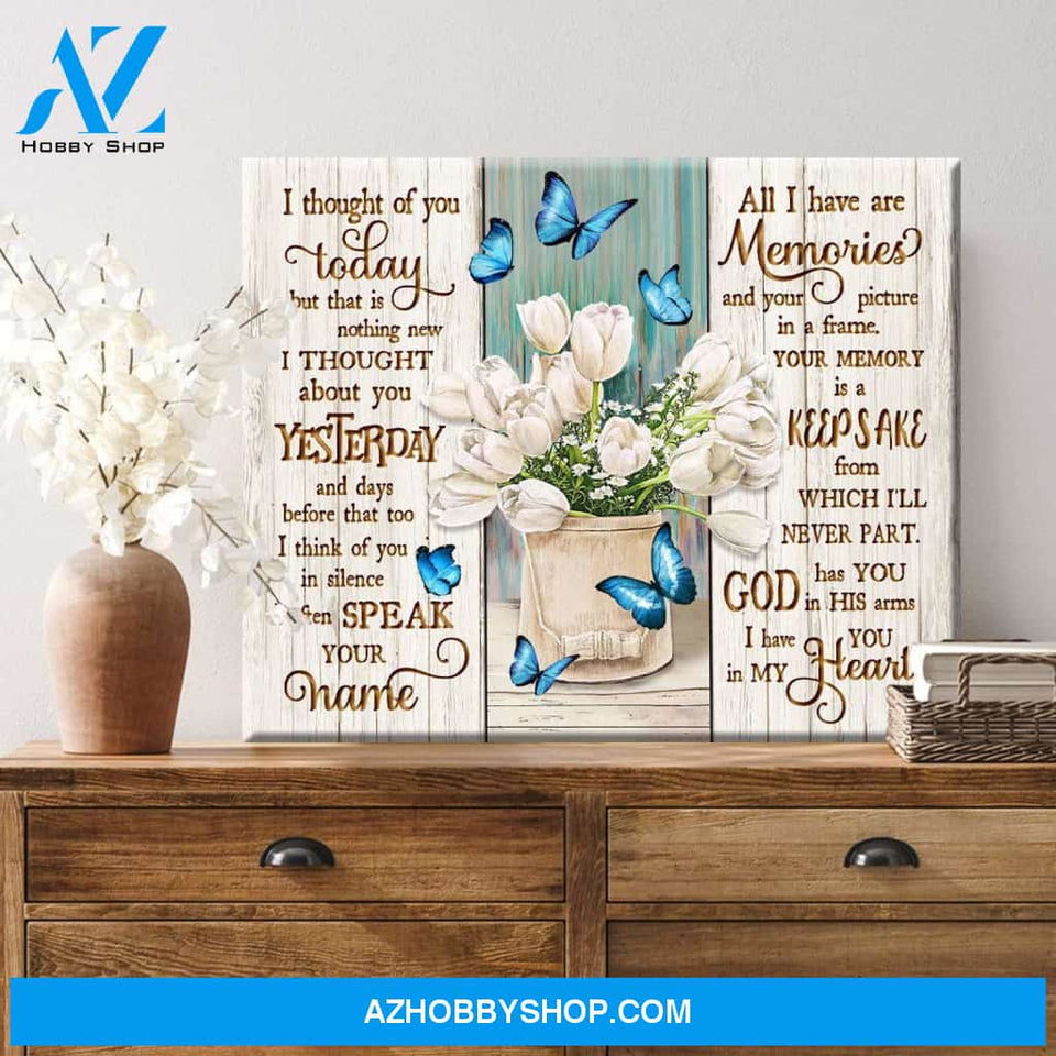 Zalooo I Thought Of You Today Butterfly Canvas Wall Art Floral Decor