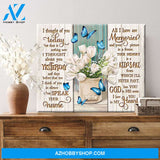 Zalooo I Thought Of You Today Butterfly Canvas Wall Art Floral Decor