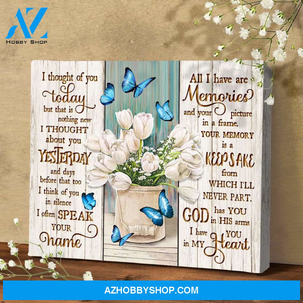 Zalooo I Thought Of You Today Butterfly Canvas Wall Art Floral Decor