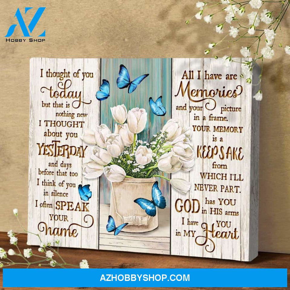 Zalooo I Thought Of You Today Butterfly Canvas Wall Art Floral Decor