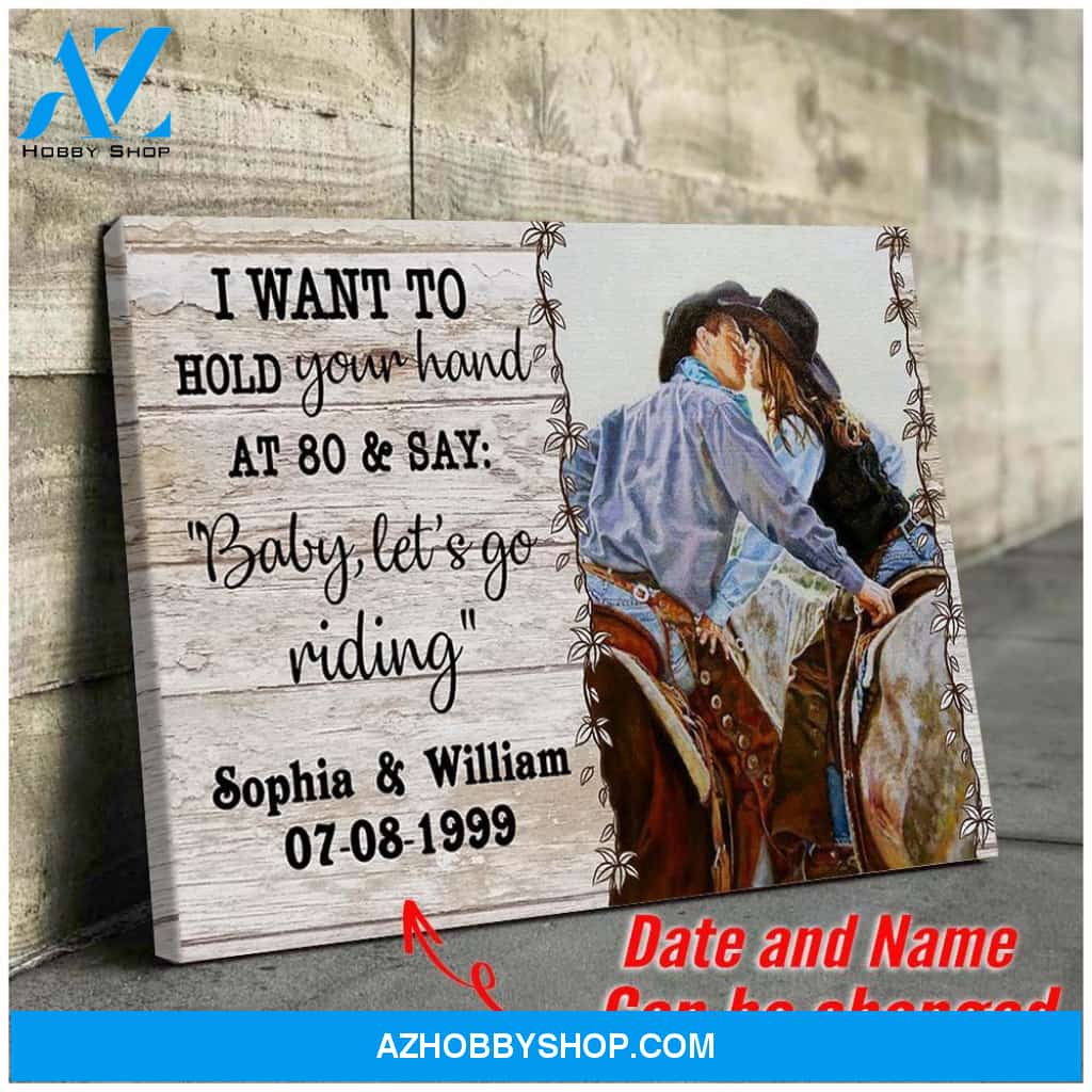 I want to hold your hand at 80 - Horse Riding - Personalized Canvas