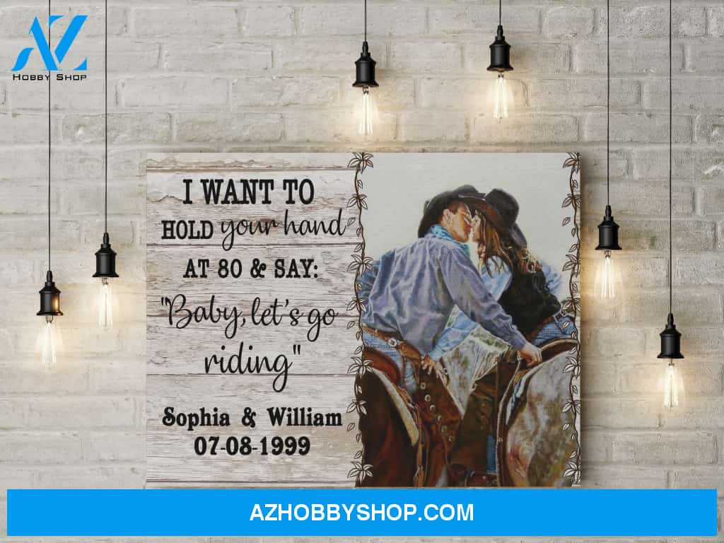 I want to hold your hand at 80 - Horse Riding - Personalized Canvas