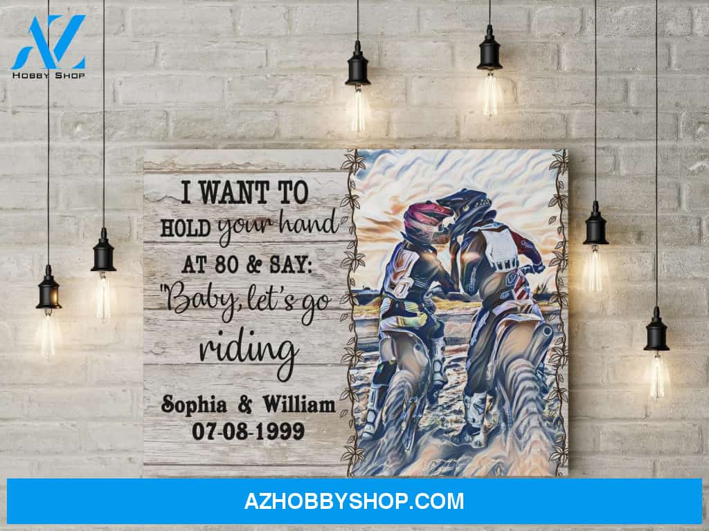 I want to hold your hand at 80 - mx riding - Personalized Canvas