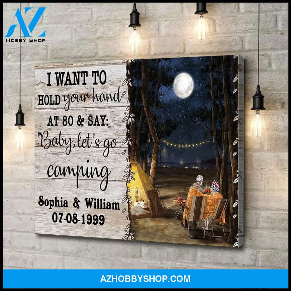 I want to hold your hand at 80 - Personalized Canvas