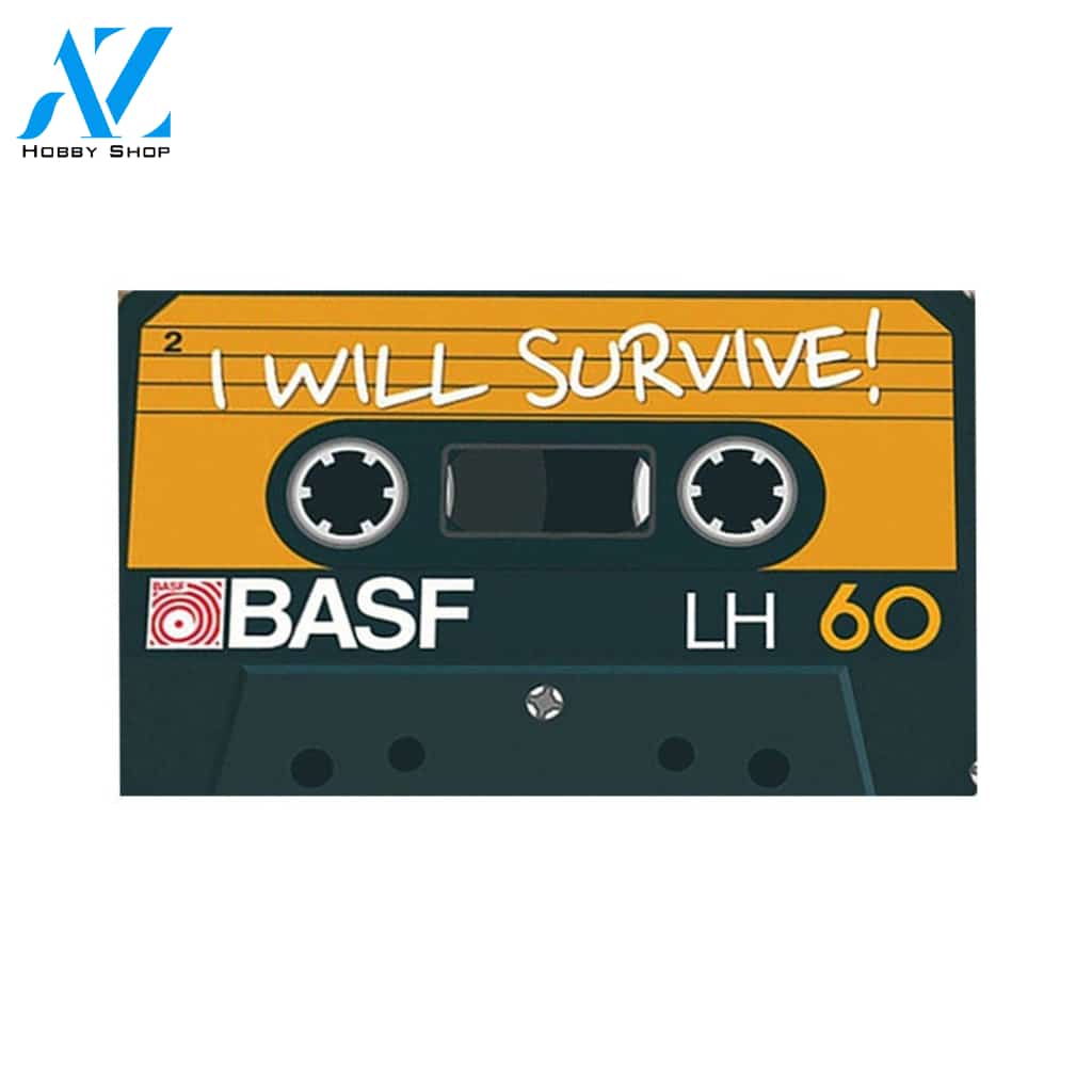 I Will Survive Cassette Doormat Welcome Mat Housewarming Gift Home Decor Funny Doormat Gift Idea For Music Lovers Gift For Friend