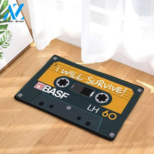 I Will Survive Cassette Doormat Welcome Mat Housewarming Gift Home Decor Funny Doormat Gift Idea For Music Lovers Gift For Friend