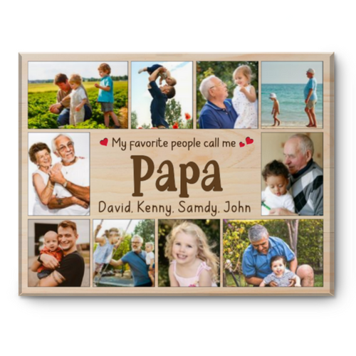 Papa Photo Collage Canvas Print, Presents For Papa, My Favorite People Call Me Papa