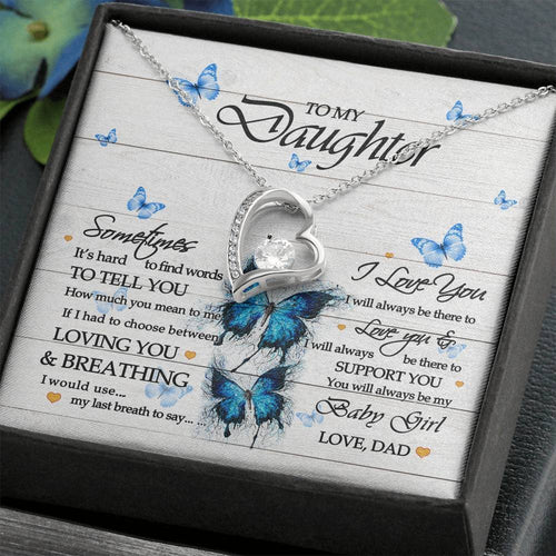 Gift For Daughter From Dad Butterfly Baby Girl Forever Love Necklace