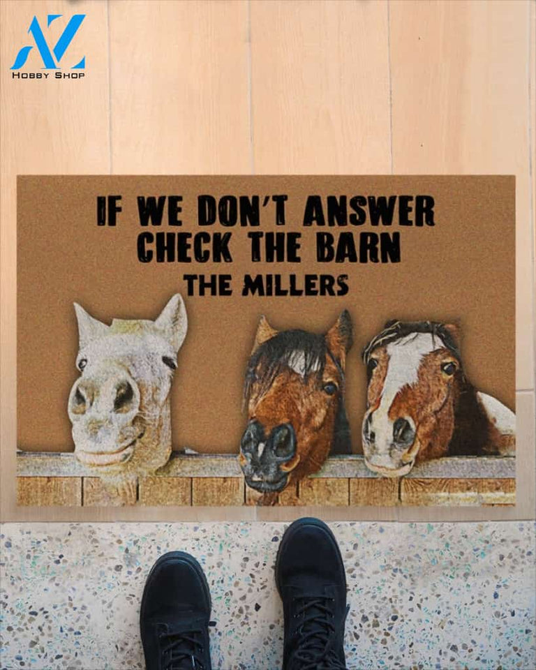 If We Don't Answer Check The Barn The Millers Indoor And Outdoor Doormat Welcome Mat Housewarming Gift Home Decor Funny Doormat Gift Idea