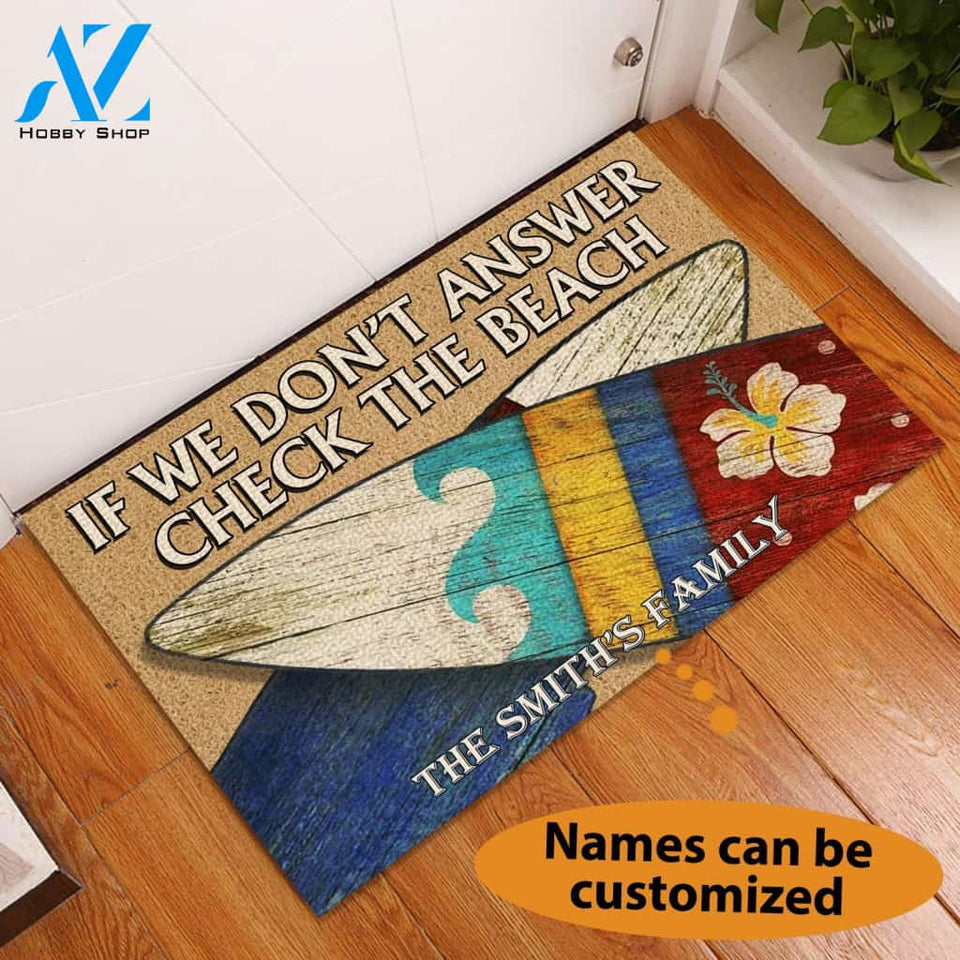 If We Don't Answer Check The Beach Personalized Doormat | Welcome Mat | House Warming Gift