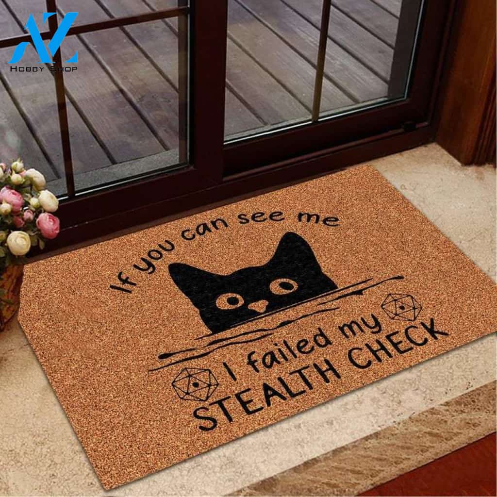 If You Can See Me Cat Doormat, Customized Doormat, Welcome Door Mat, Makes A Perfect Gift