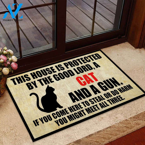 If You Come Here To Steal Or Do Harm You Might Meet All Three Cat Doormat Welcome Mat Housewarming Gift Home Decor Funny Doormat Gift For Cat Lovers