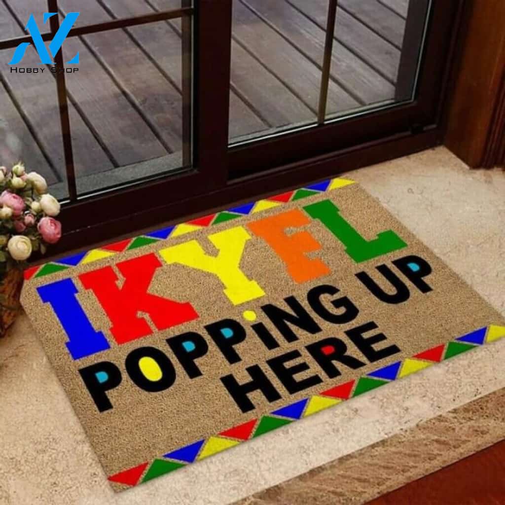 IKYFL Popping Up Here African American Coir Pattern Print Doormat | Welcome Mat | House Warming Gift