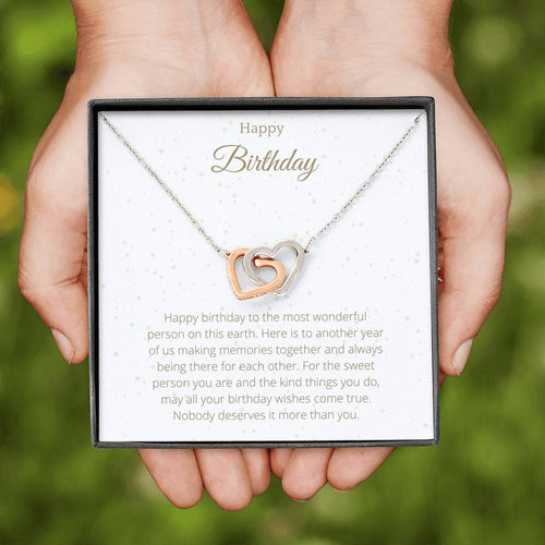 Happy Birthday Interlocking Hearts Friend Birthday Gift, Friend Birthday Jewelry, Friend Necklace or Bracelet, Happy Birthday Friend 106