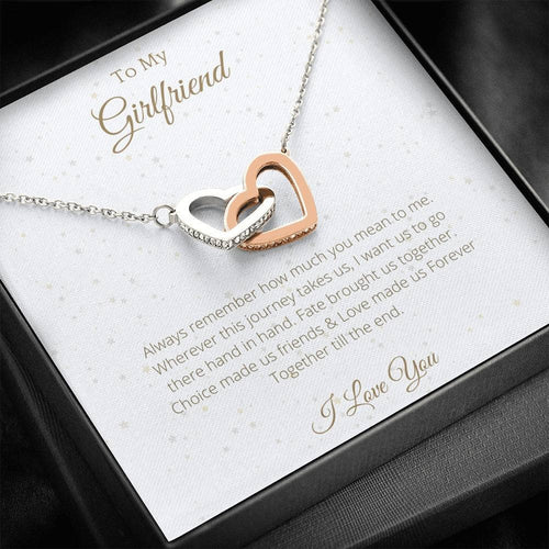 Gift to Girlfriend Interlocking Hearts - Message Card From Boyfriend, Anniversary Gift for Girlfriend, Jewelry Message Meaningful 110