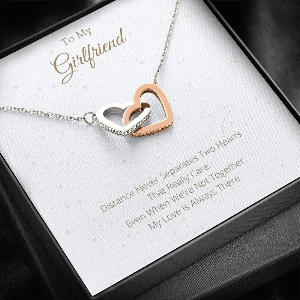 Gift to Girlfriend Interlocking Hearts - Message Card From Boyfriend, Anniversary Gift for Girlfriend, Jewelry Message Meaningful 109