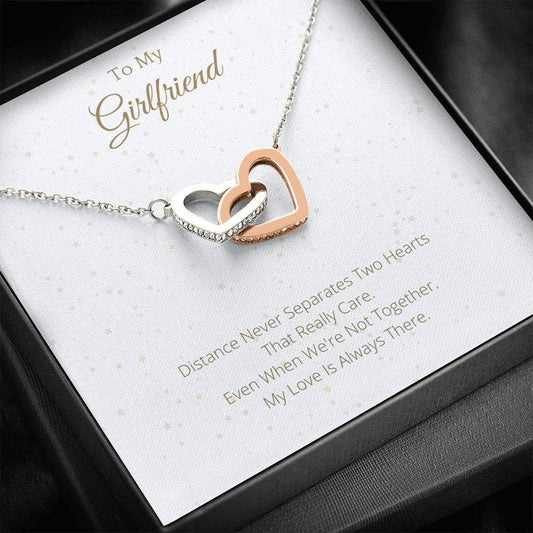 Gift to Girlfriend Interlocking Hearts - Message Card From Boyfriend, Anniversary Gift for Girlfriend, Jewelry Message Meaningful 109