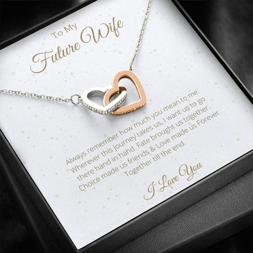 Gift to Future Wife Interlocking Hearts - Husband To Wife Gift, Wife Necklace Gift, Anniversary Gift for Wife, Wife Necklace Message Card 120