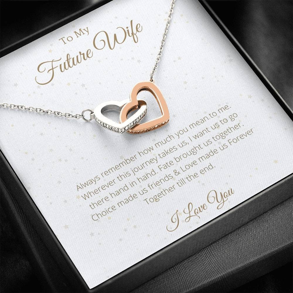 Gift to Future Wife Interlocking Hearts - Husband To Wife Gift, Wife Necklace Gift, Anniversary Gift for Wife, Wife Necklace Message Card 120