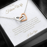 Gift to Future Wife Interlocking Hearts - Husband To Wife Gift, Wife Necklace Gift, Anniversary Gift for Wife, Wife Necklace Message Card 120