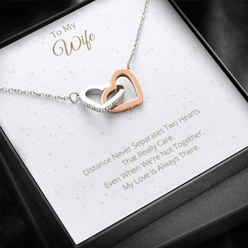 Interlocking Hearts - Husband To Wife Gift, Wife Necklace Gift, Anniversary Gift for Wife, Wife Necklace Message Card, Wife Gift 115
