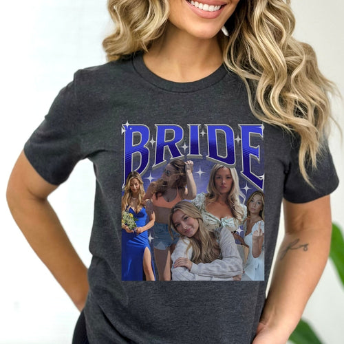 Custom Bootleg Rap Tee, Vintage Graphics 90s Tee, Personalized Bridal Party Shirt, Custom Name and Photo Shirt, Bride Tribe