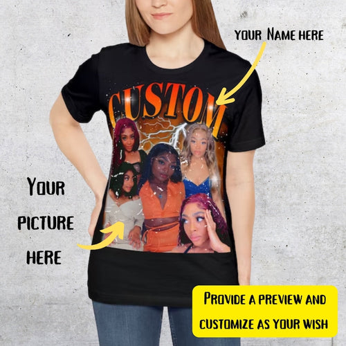 Custom Bootleg Rap Tee, Custom Your Own Bootleg Shirts, Custom Photo, Vintage Graphic Tshirt, Valentine gift for him, anniversary present