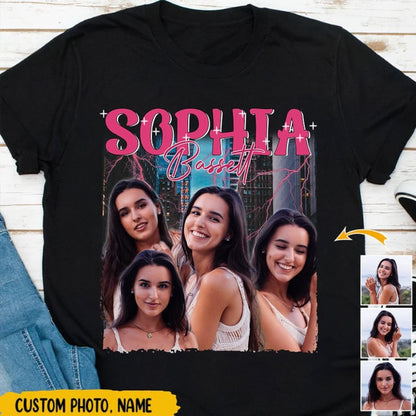 Personalized Upload Portrait Photo Retro Style Custom Bootleg Rap Tee, Custom Photo - Vintage Graphic 90s Tshirt, Custom Photo Shirt
