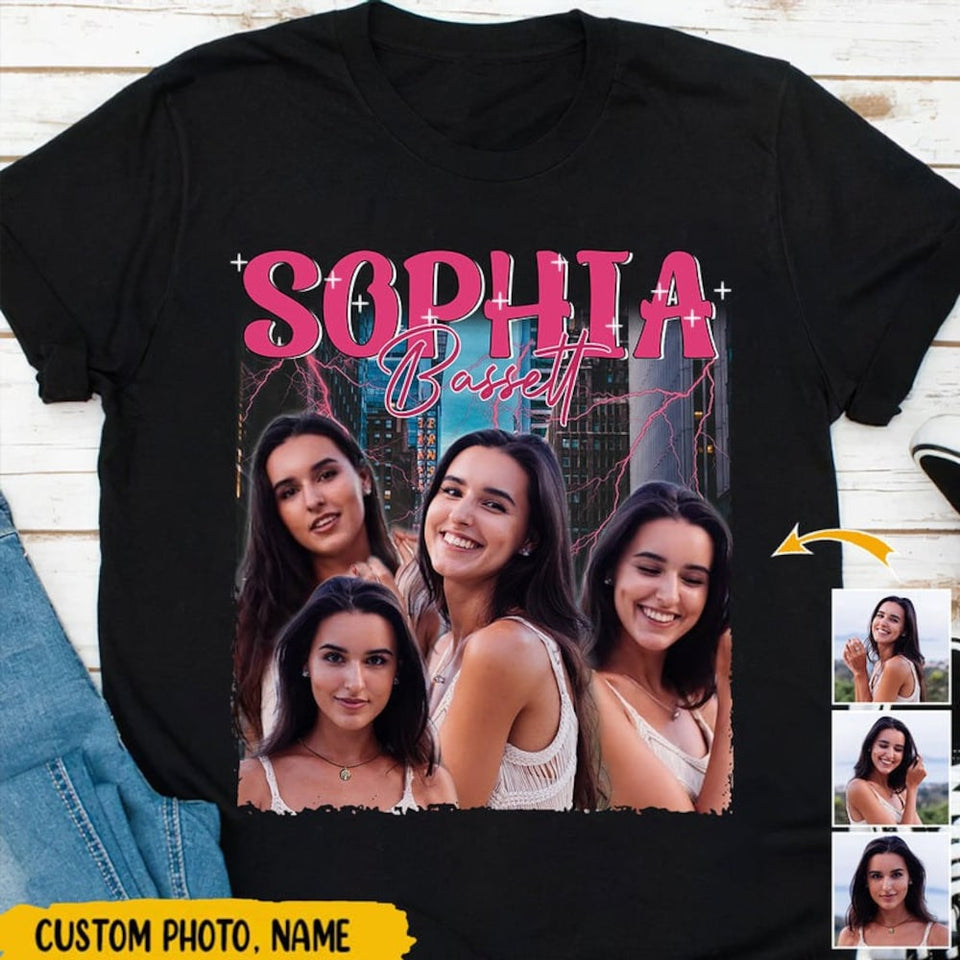 Personalized Upload Portrait Photo Retro Style Custom Bootleg Rap Tee, Custom Photo - Vintage Graphic 90s Tshirt, Custom Photo Shirt