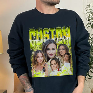 Custom Bootleg Rap Sweatshirt, Vintage Graphic 90s Y2K Bootleg Rap Picture Sweatshirt Funny Boyfriend Girlfriend Shirt Photo Collage Sweater