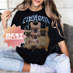 Custom Rap Tee Bootleg, Vintage Custom Dog Shirt, Retro Collage Personalized Pet Shirt, Design Personalized Gift, Vintage Graphic Tshirt