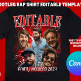 Custom Bootleg Rap Tee Template Custom Photo Birthday Concert Shirt 90s bootleg rap design template 30th Birthday Bachelor Party Red Rap T